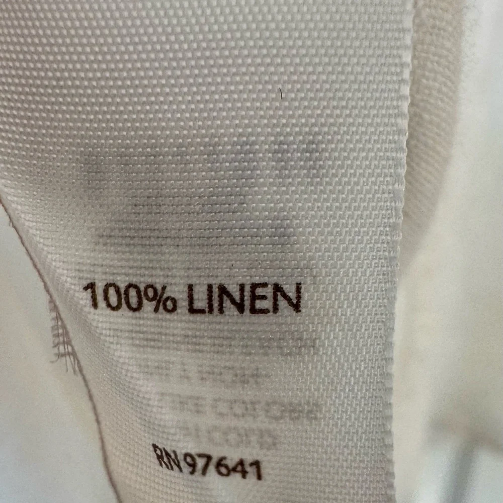 J.Jill 100% Linen Collared Button Down Cinched Short Sleeve White Top Size Large - Picture 8 of 11